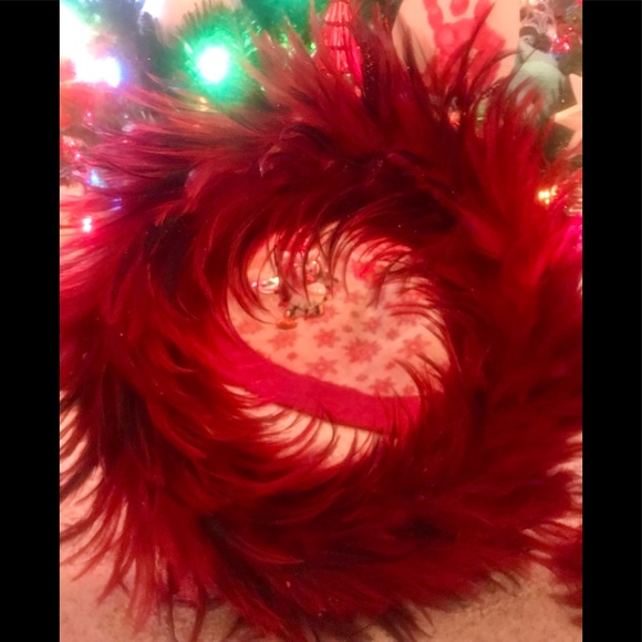 better homes and gardens Christmas red feather wreath and trees lightweight - Picture 3 of 8